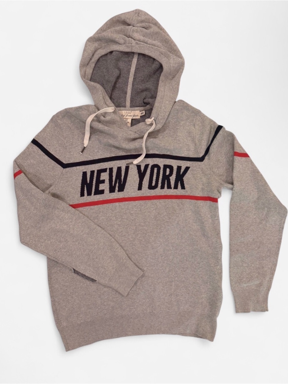 H&M L.O.G.G. New York Knit Hoodie Size Medium 🇺🇸🤍
